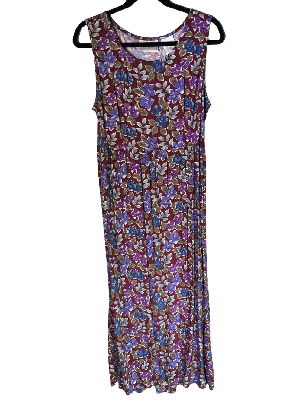 Erika Vintage Floral Rayon Dress L Tie Back Boho Cottagecore Maxi VTG
